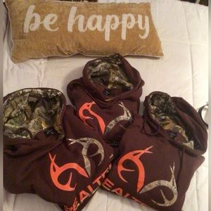 Real tree Mens solid Pullover Hoodie-Brown